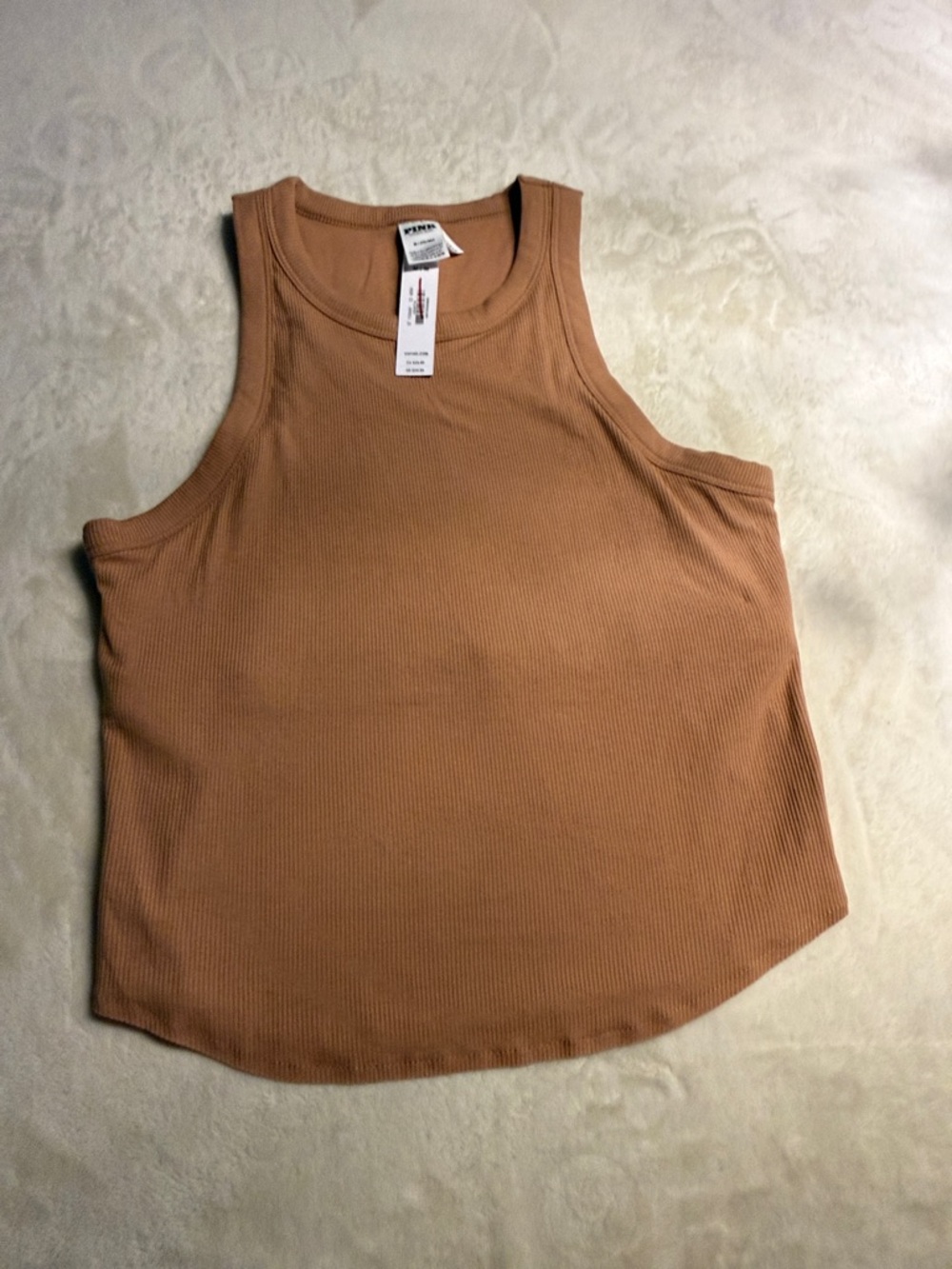 PINK Victoria's Secret Ribbed Tank Top in Camel Brown